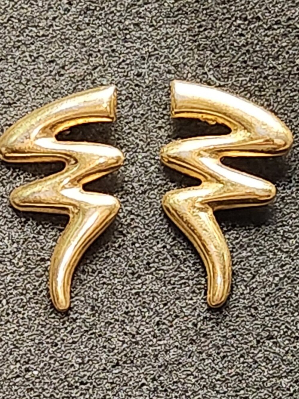 Gold Tone Abstract Zigzag Statement Earrings